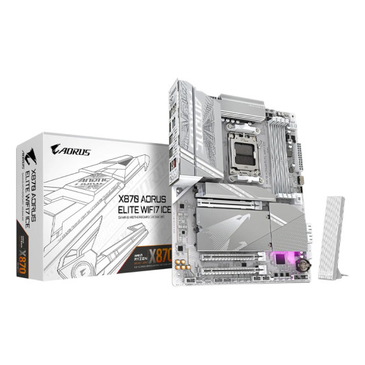 GIGABYTE X870 AORUS Elite WIFI7 ICE AMD AM5 LGA 1718 Motherboard, ATX, DDR5, 4X M.2, PCIe 5.0, USB4, WIFI7, 2.5GbE LAN, EZ-Latch